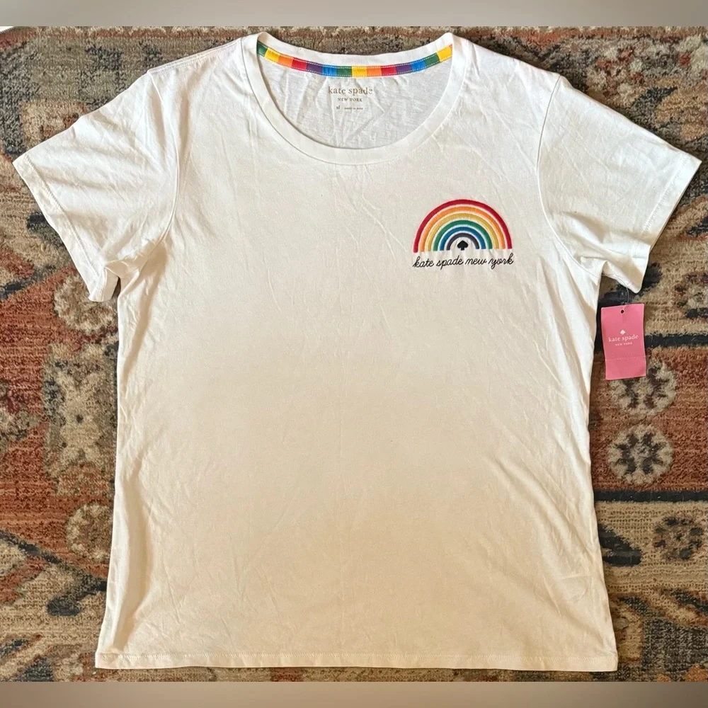 Kate Spade Rainbow Pride Gift Set Shirt Crossbody Bag & Keychain Charm NWT - Picture 5 of 16